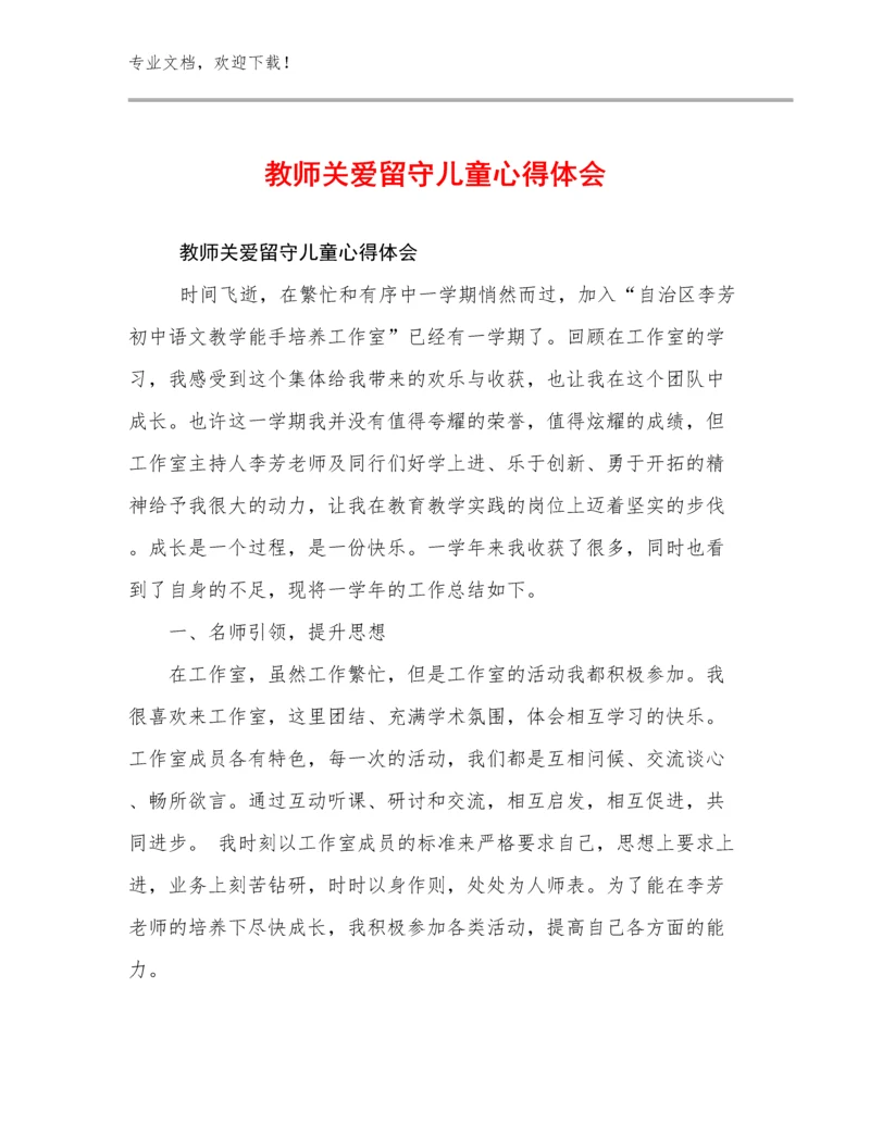 最新教师关爱留守儿童心得体会范文11篇.docx