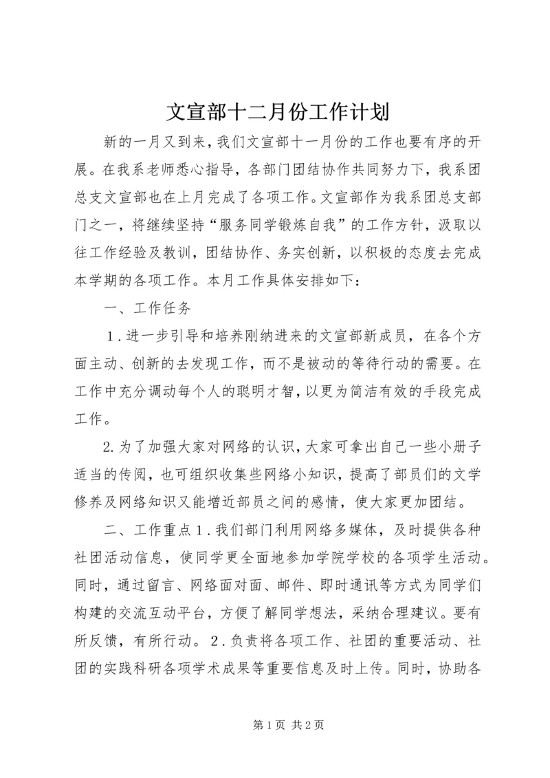 文宣部十二月份工作计划.docx