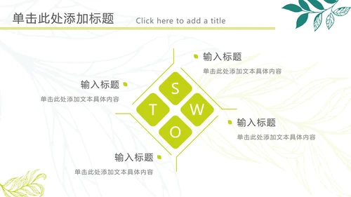 黄绿清新树叶标本PPT模板