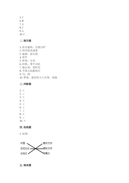 部编版六年级下册道德与法治期末测试卷含答案（研优卷）.docx