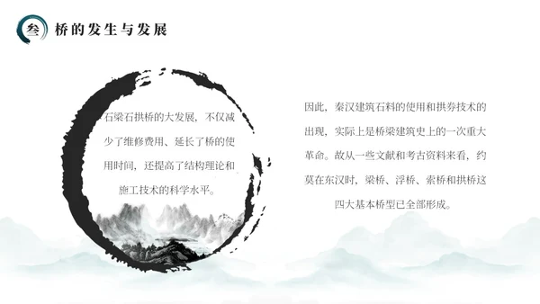 绿色简约风中国桥梁文化发展史PPT模板
