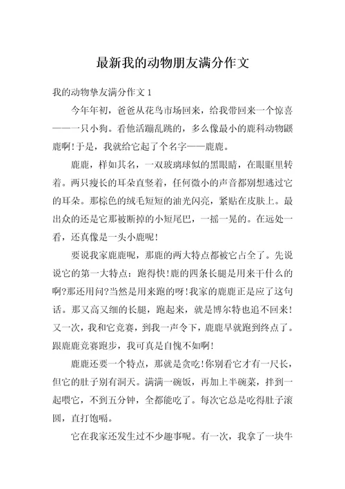 最新我的动物朋友满分作文