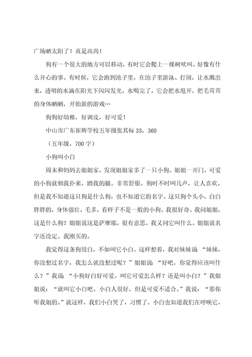四年级小狗作文大全