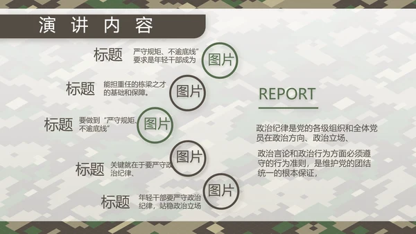 迷彩风部队连长述职报告PPT动态模板