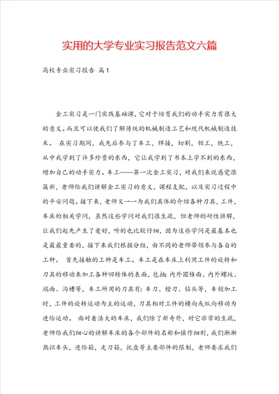 实用的大学专业实习报告范文六篇