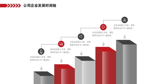 红色企业公司发展历程大事记时间轴PPT图表