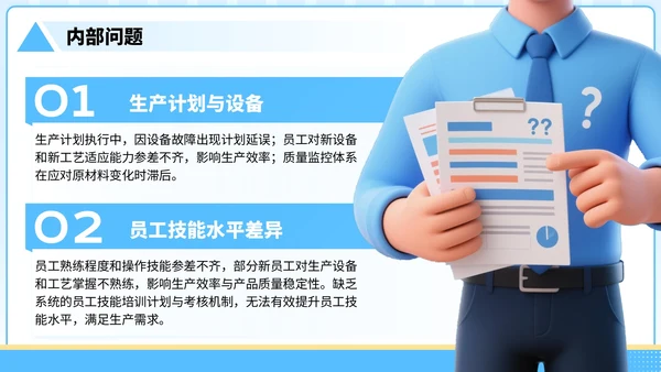 蓝黄色3D风格-制造业企业年中汇报总结