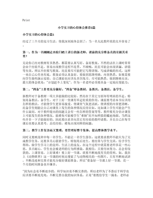 小学实习的心得体会推荐5篇