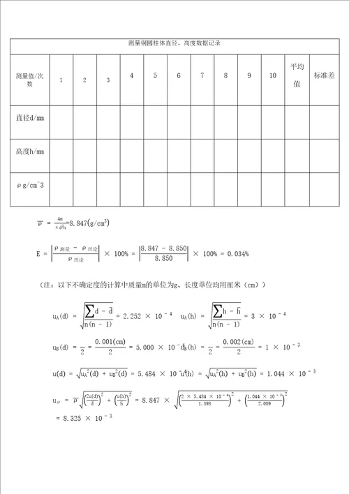 实验报告固体密度的测量
