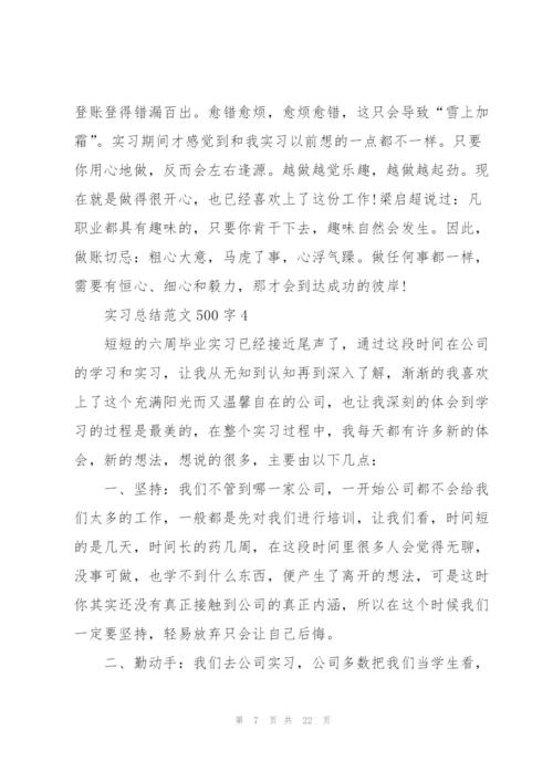 实习总结范文500字10篇.docx