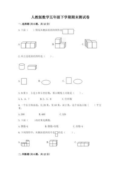 人教版数学五年级下学期期末测试卷含答案【轻巧夺冠】.docx