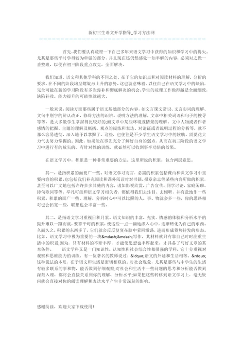 新初三生语文开学指导.docx