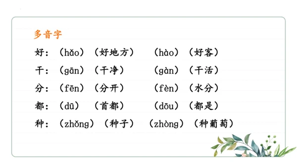 统编版语文二年级上册期中复习字词   课件