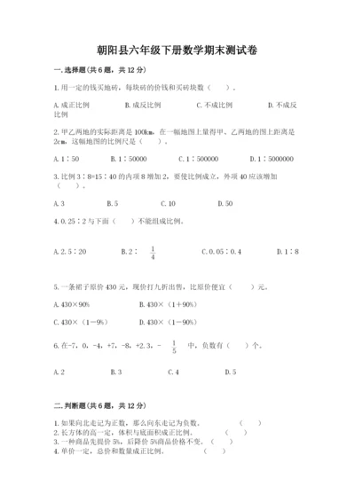 朝阳县六年级下册数学期末测试卷（名师系列）.docx