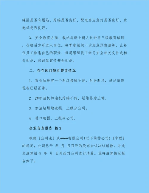 企业自查报告范文锦集5篇