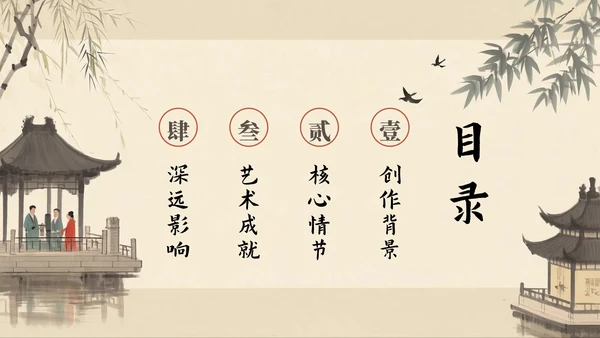 中国风手绘古风长恨歌语文教学课件PPT模板