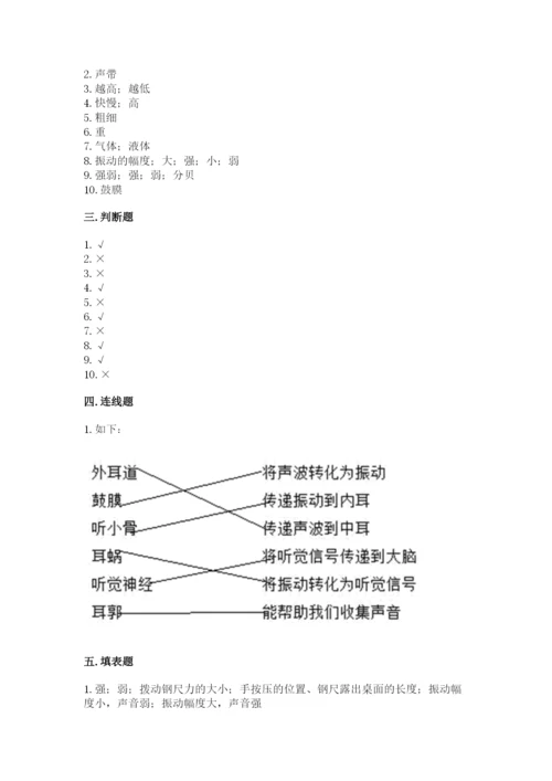 教科版 科学四年级上册第一单元声音测试卷精品（易错题）.docx