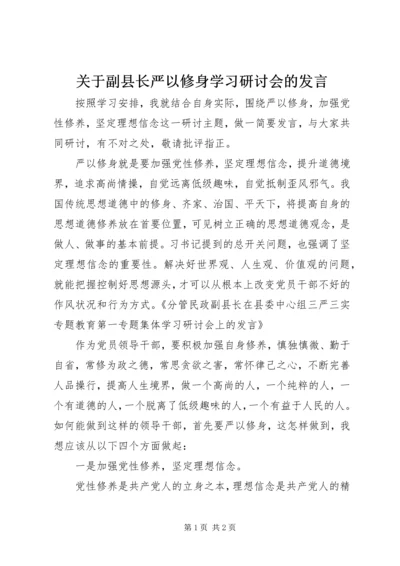 关于副县长严以修身学习研讨会的讲话.docx