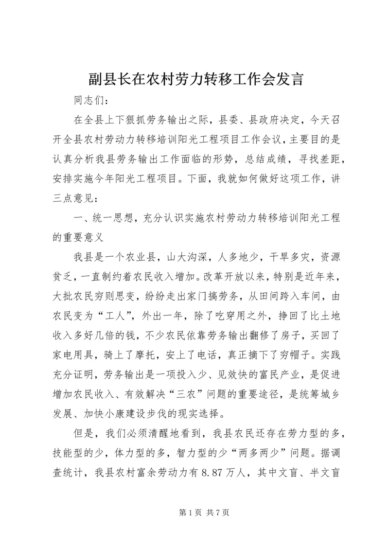 副县长在农村劳力转移工作会发言.docx