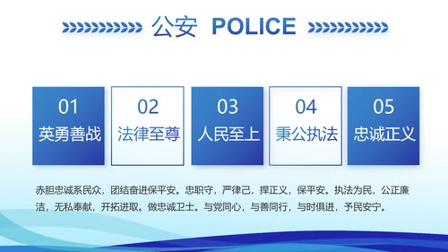 蓝色大气警察礼仪培训动态PPT模板
