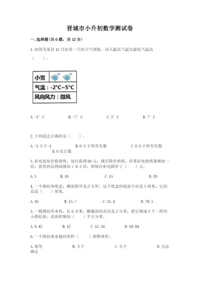 晋城市小升初数学测试卷一套.docx