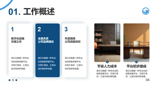 潘通蓝简约风通用项目总结月度总结工作总结PPT模板