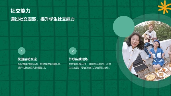 绿色扁平风学生会年度工作亮点总结PPT模板