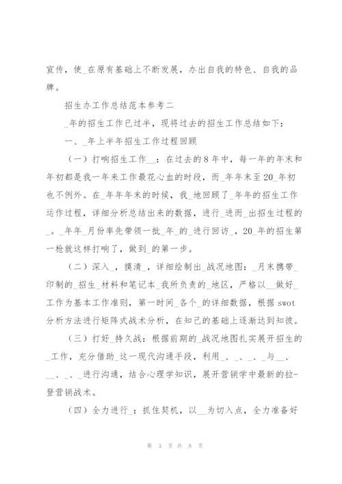 招生办工作总结范文模版.docx
