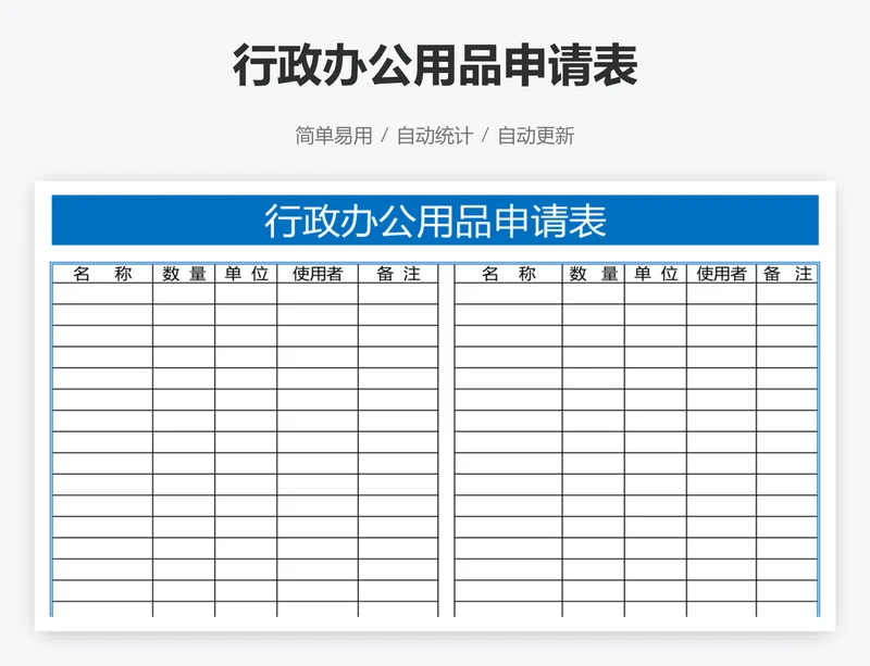 行政办公用品申请表