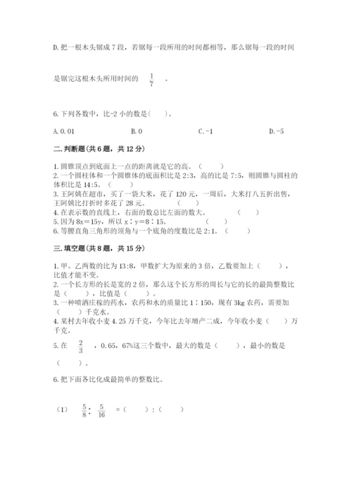 城北区六年级下册数学期末测试卷完美版.docx