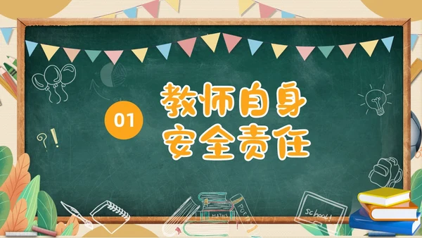 黄色黑板粉笔学校教师安全ppt课件开学