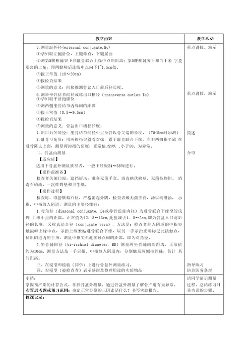 实验盆腔检查骨盆外测量科技大学医学院教案