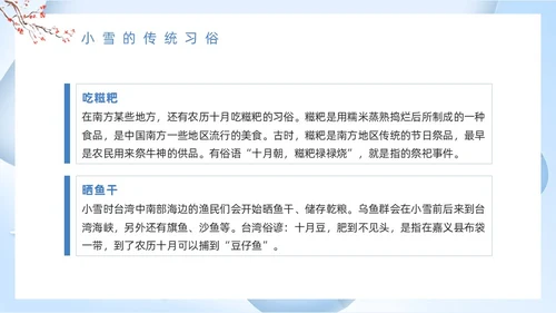 蓝色卡通风小雪节气介绍PPT模板