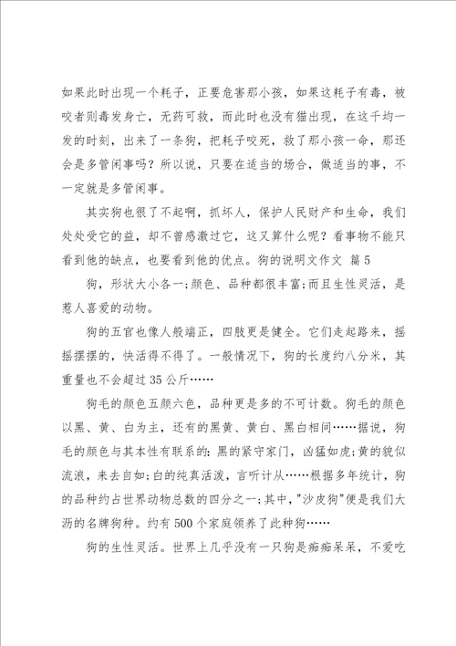 关于狗的说明文作文集合七篇