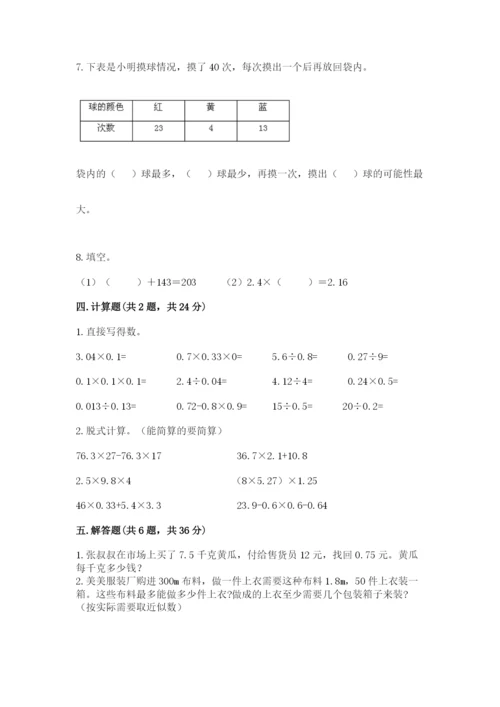 小学五年级上册数学期末考试试卷附完整答案（网校专用）.docx