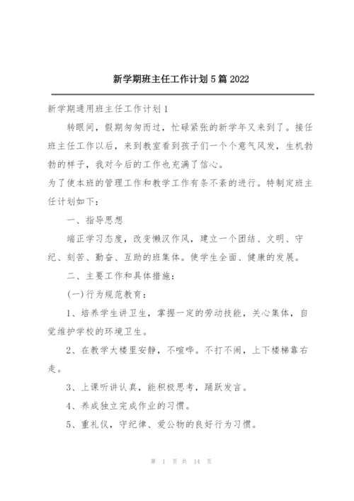 新学期班主任工作计划5篇2022.docx