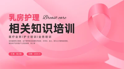 粉红色简约风乳房护理相关知识培训PPT课件乳腺