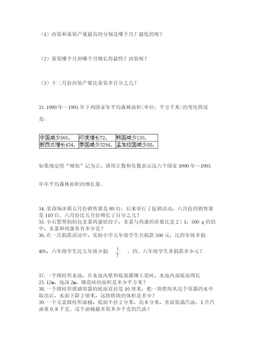 六年级小升初数学解决问题50道含答案（能力提升）.docx