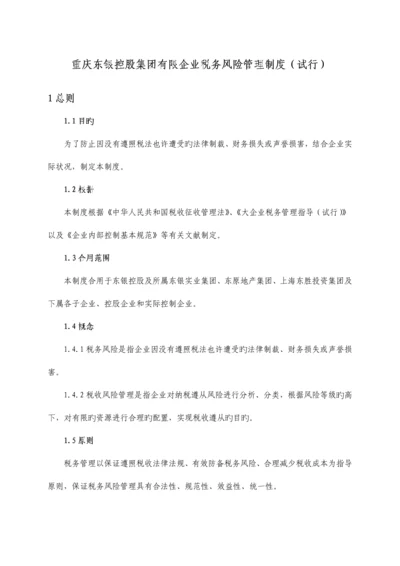 重庆东银控股集团有限公司税务风险管理制度.docx