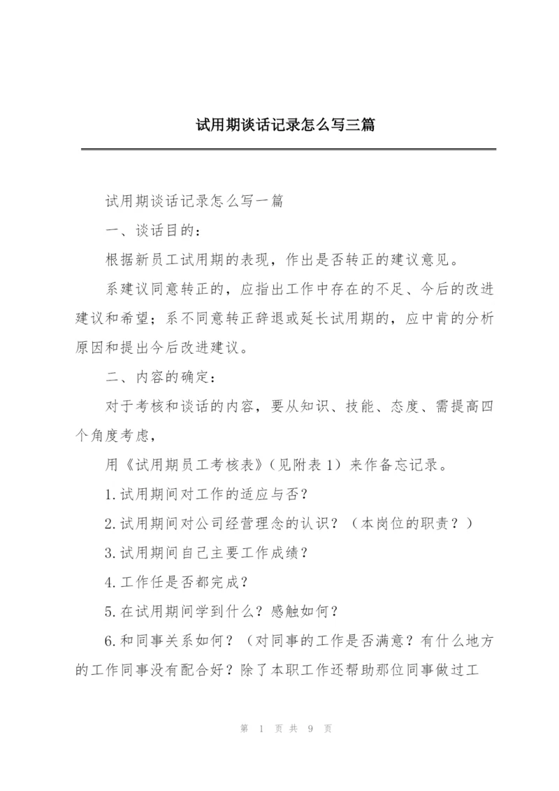 试用期谈话记录怎么写三篇.docx