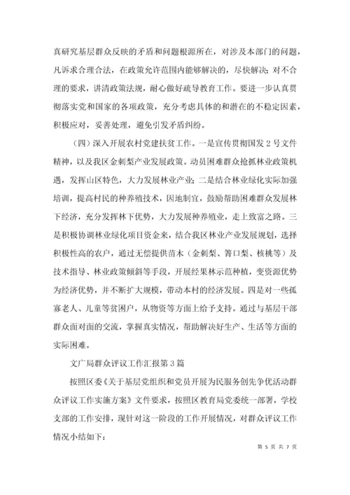 文广局群众评议工作汇报3篇.docx