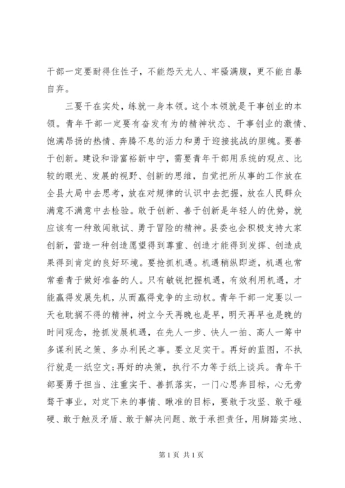 在青年干部座谈会的讲话.docx