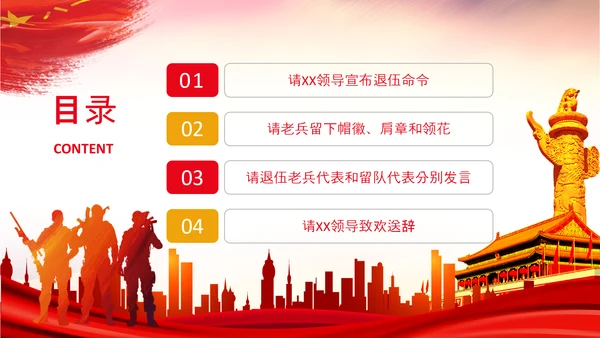 退伍老兵欢送会战友情退伍光荣PPT模板