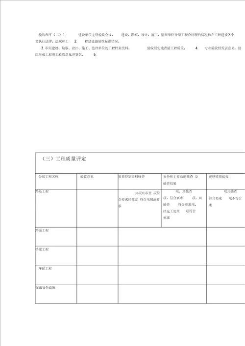 公路工程竣工验收报告样本