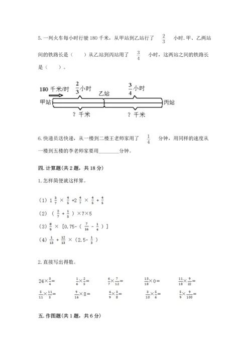 人教版六年级上册数学第一单元《分数乘法》测试卷含答案下载.docx