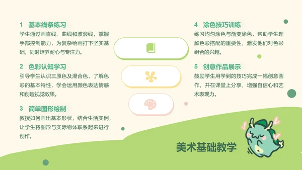 贪吃小怪兽绿色卡通风教学通用模版