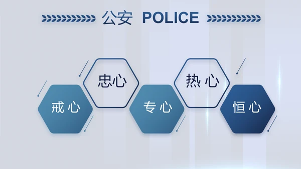 蓝色公安警察派出所年年终总结演讲PPT