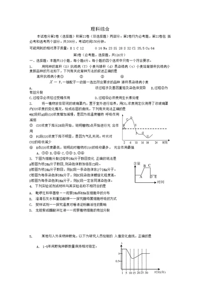 高考理综模拟试题试卷4