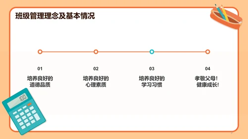 橙色插画期末家长会培训课件PPT模板