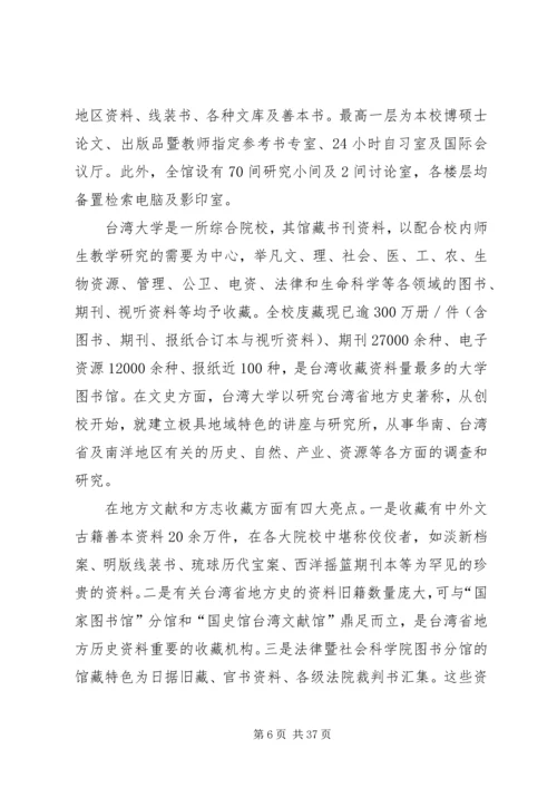 地方志专业考察团赴台湾省考察报告.docx